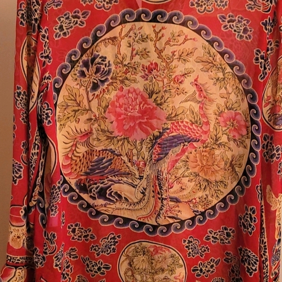 Citron Santa Monica Orange Yellow Silk Sheer Blouse - Picture 7 of 9